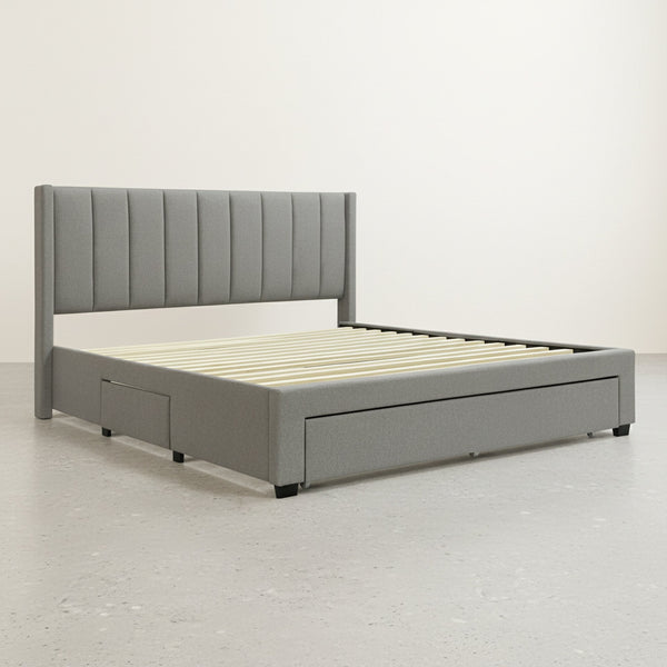 Hopkins Super King Bed Frame with Storage - Light Grey