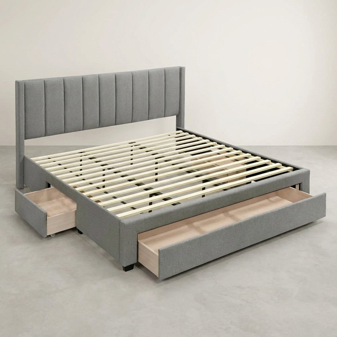 Hopkins Super King Bed Frame with Storage - Light Grey
