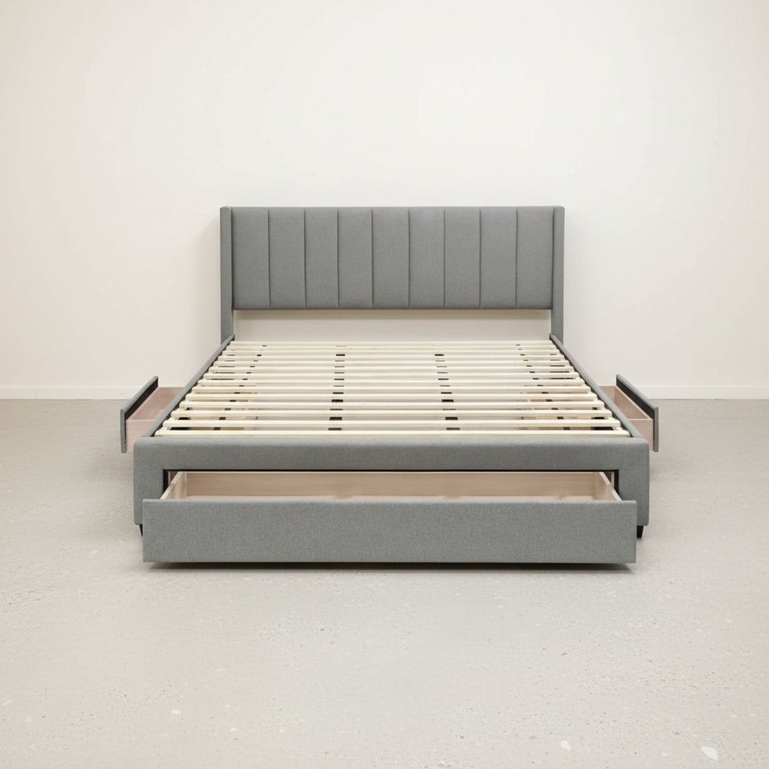 Hopkins Super King Bed Frame with Storage - Light Grey