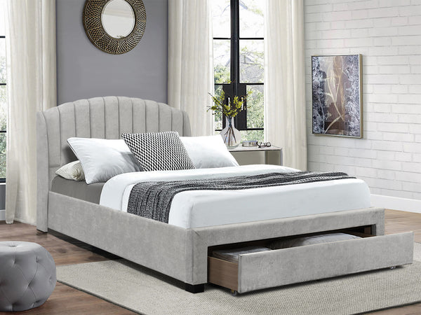 Barney Queen Bed Frame with Storage - Grey