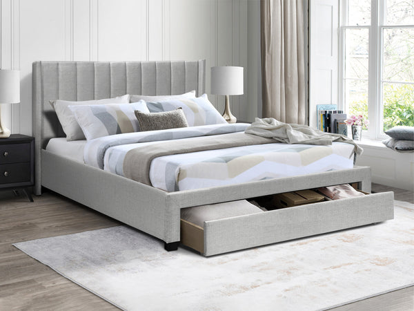 Hogan Super King Bed Frame with Storage - Light Grey