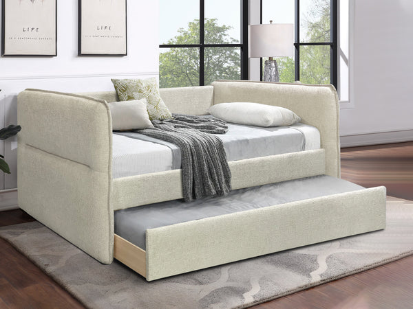 Joyce Single Trundle Bed Frame - Oat White