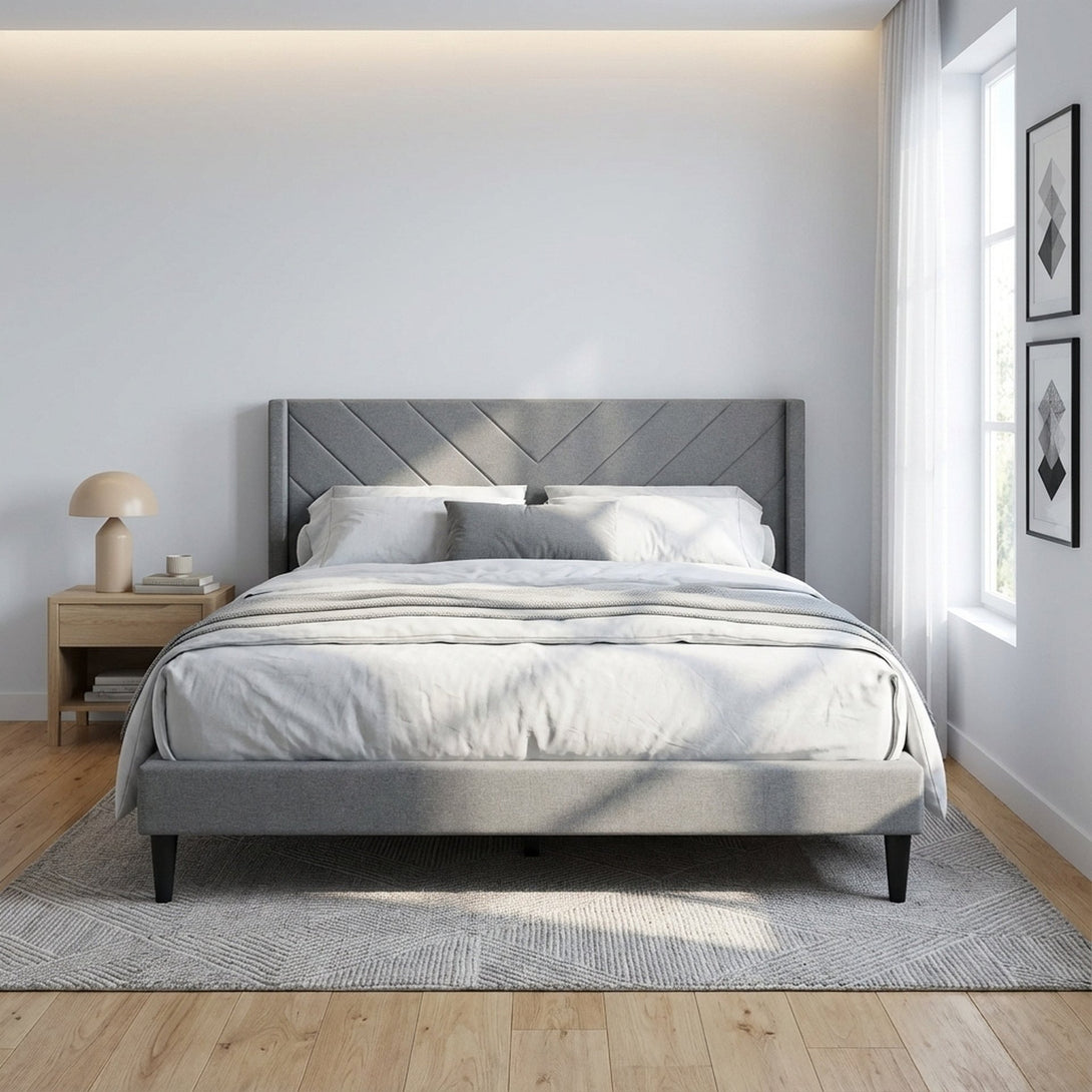 Bassie Queen Bed Frame - Light Grey