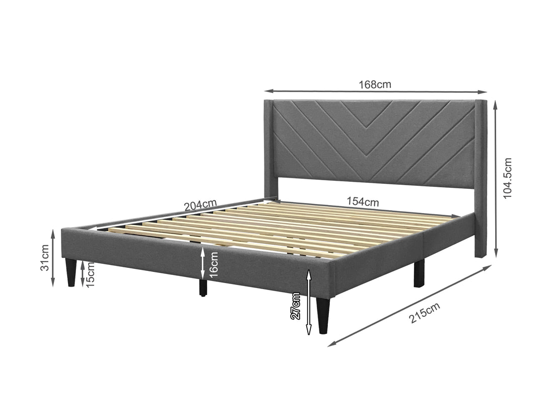 Bassie Queen Bed Frame - Light Grey