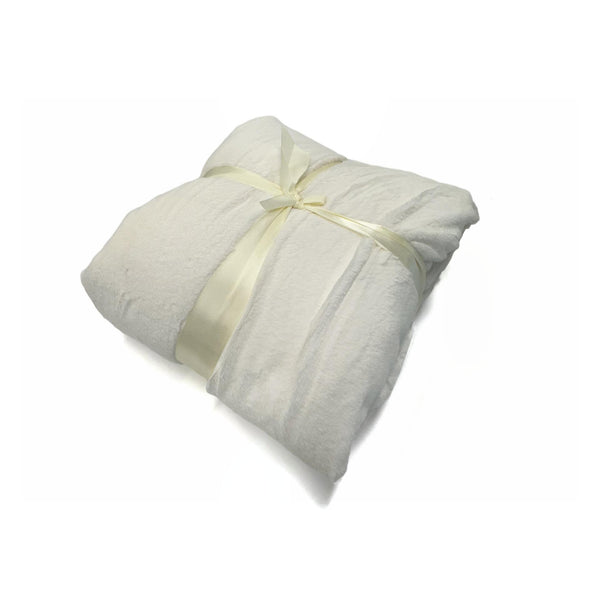 Premium Faux Rabbit Fur Throw Cream White 130x160cm