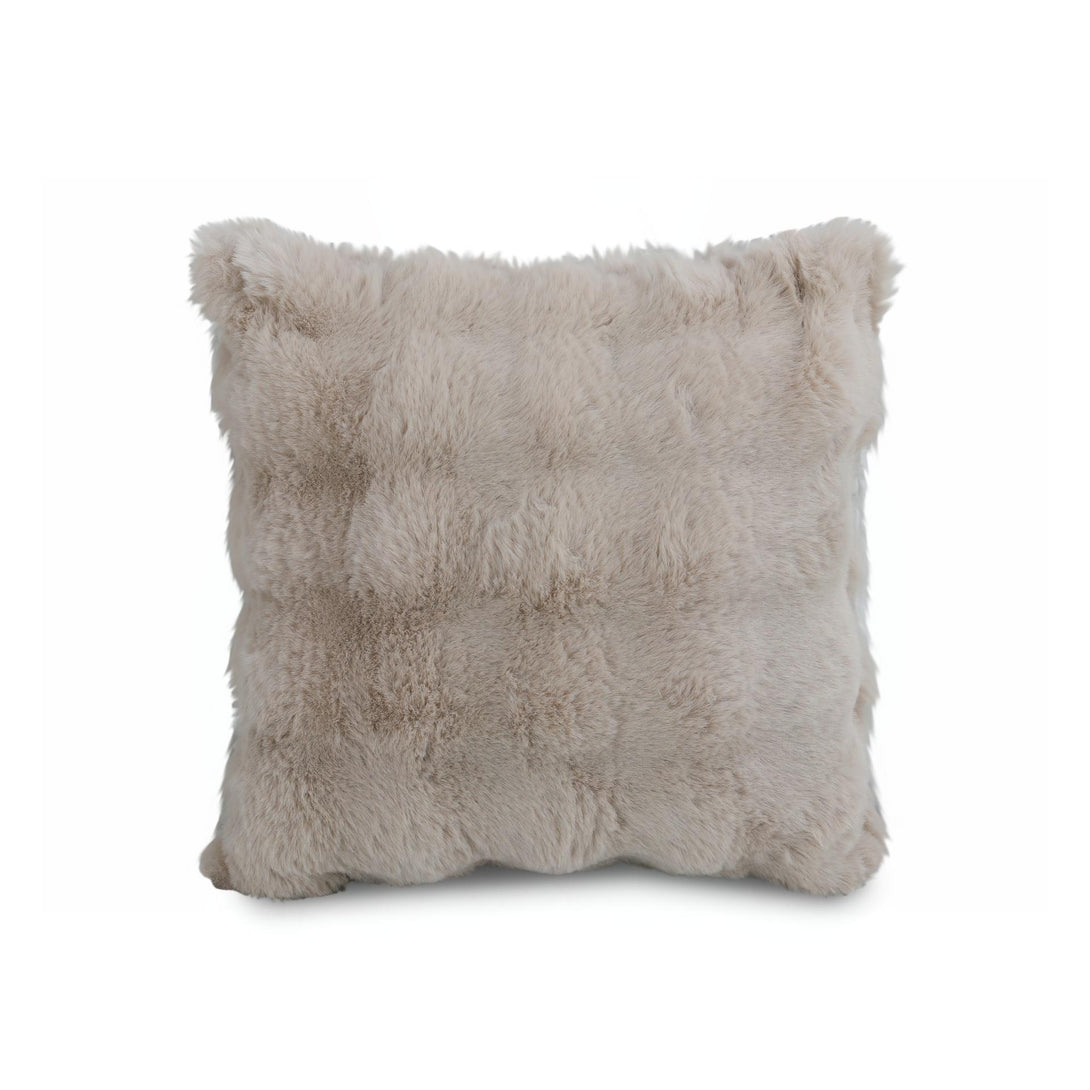 Premium Faux Rabbit Fur Cushion Kharki 45x45cm - Beige 