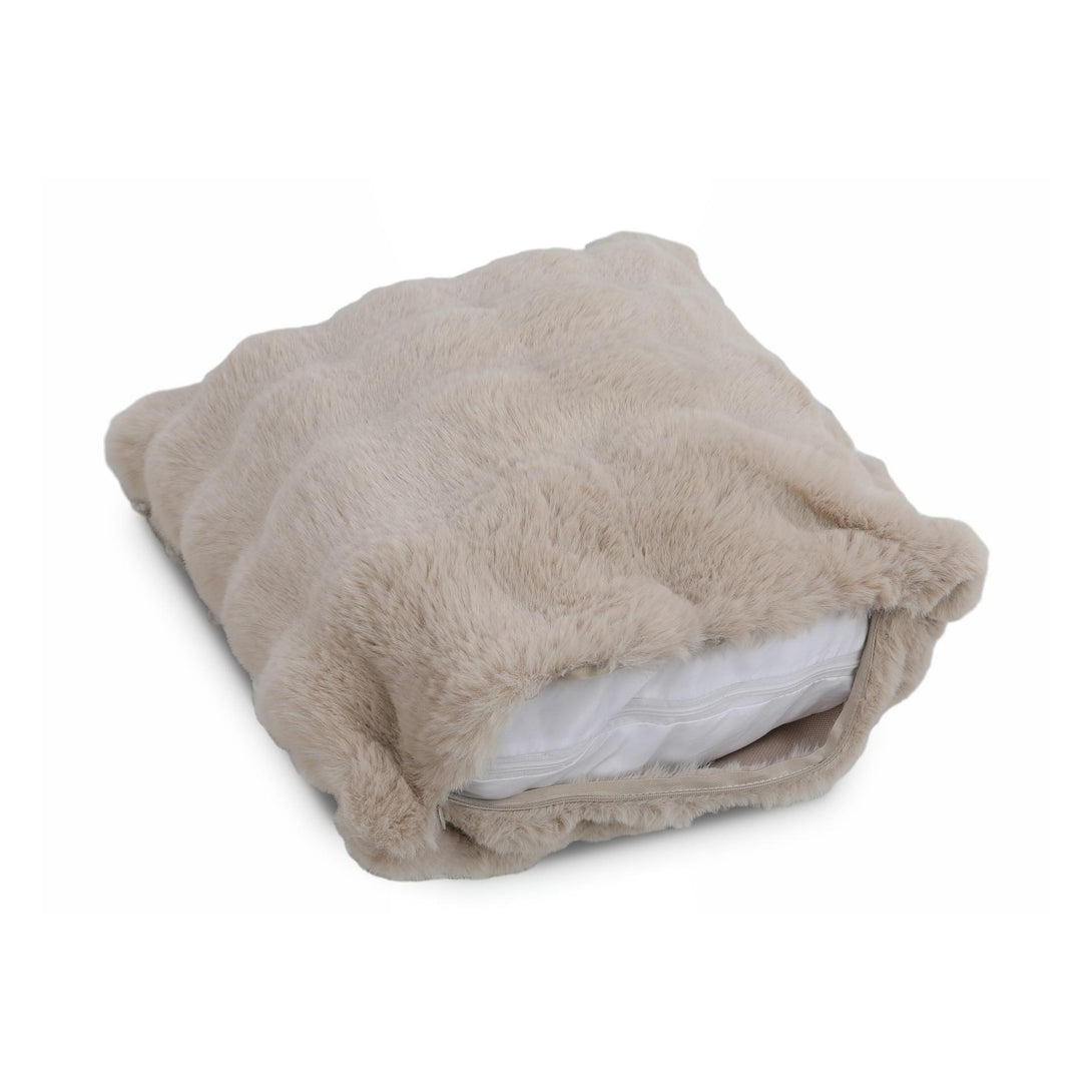 Premium Faux Rabbit Fur Cushion Kharki 45x45cm - Beige 