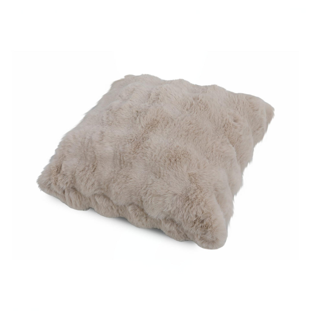 Premium Faux Rabbit Fur Cushion Kharki 45x45cm - Beige 