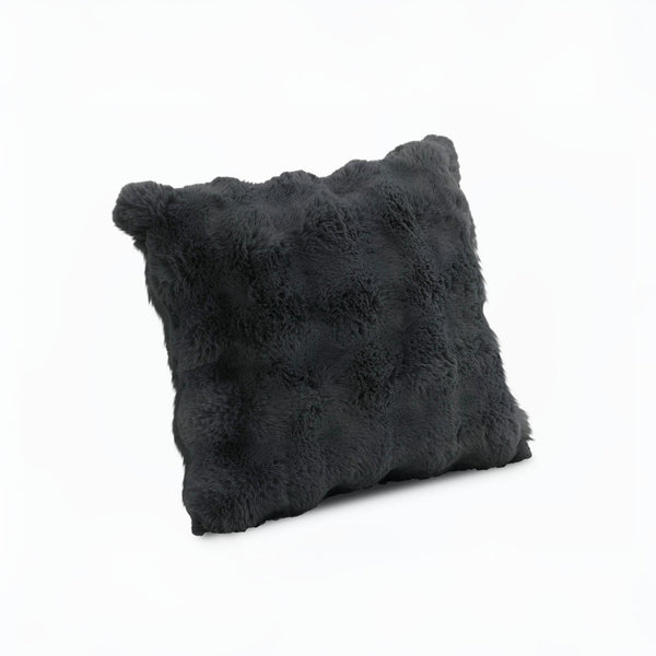 Premium Faux Rabbit Fur Cushion Kharki 45x45cm - Charcoal