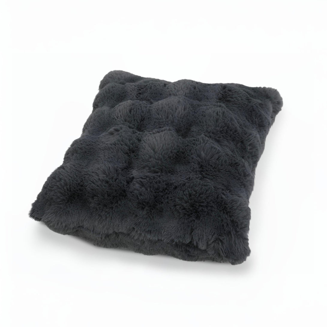 Premium Faux Rabbit Fur Cushion Kharki 45x45cm - Charcoal