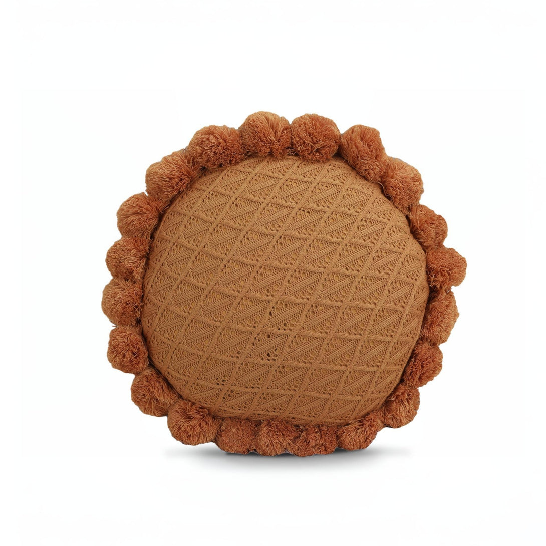 Crochet Designer Round Cushion Yellow 50cm