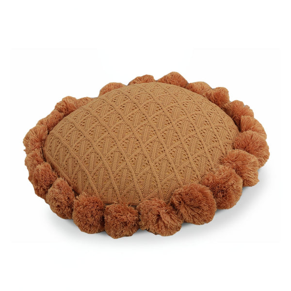 Crochet Designer Round Cushion Yellow 50cm