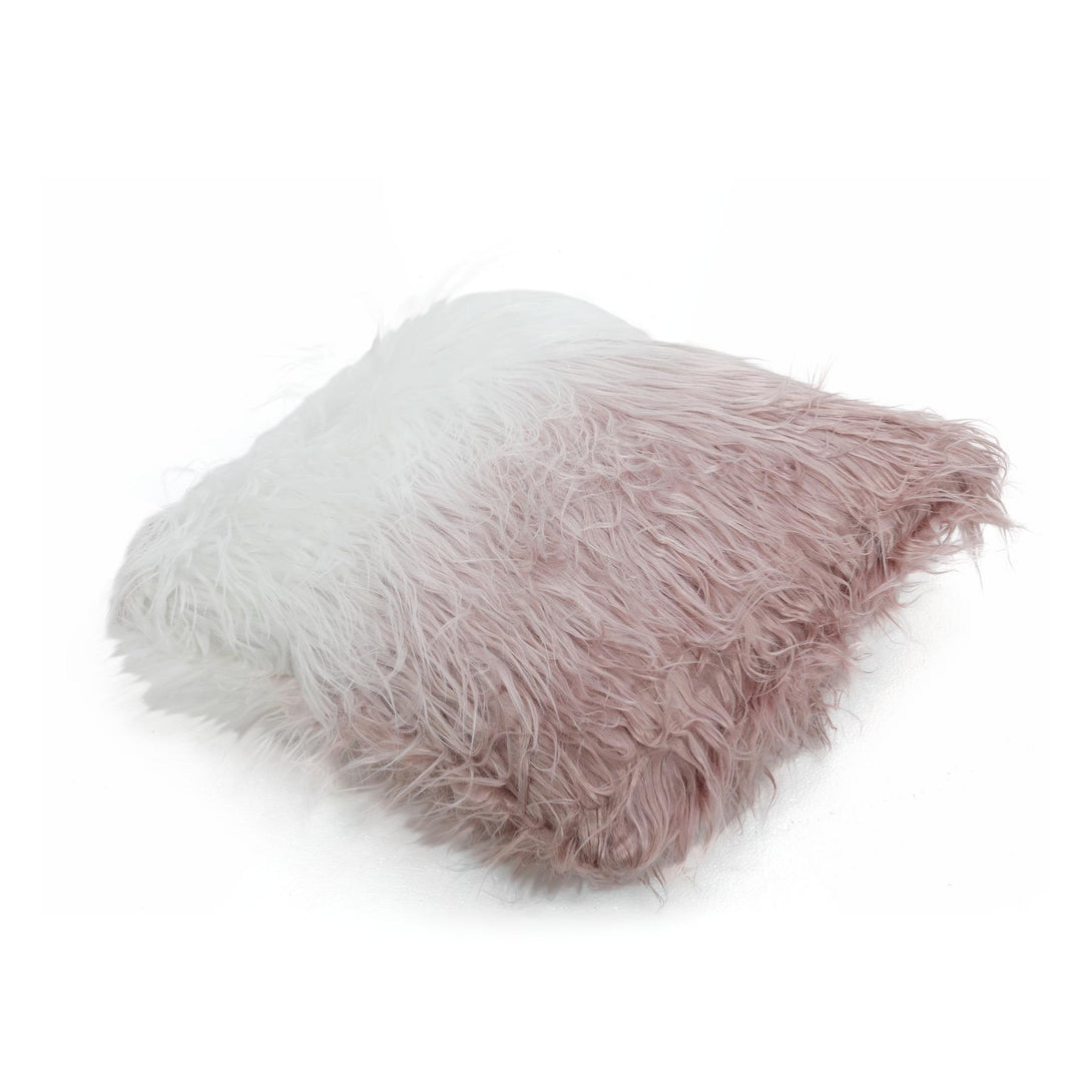 Shaggy Cushion Pink and White 50x50cm