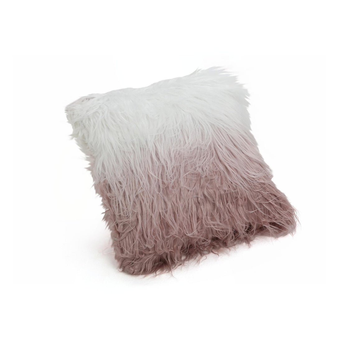 Shaggy Cushion Pink and White 50x50cm