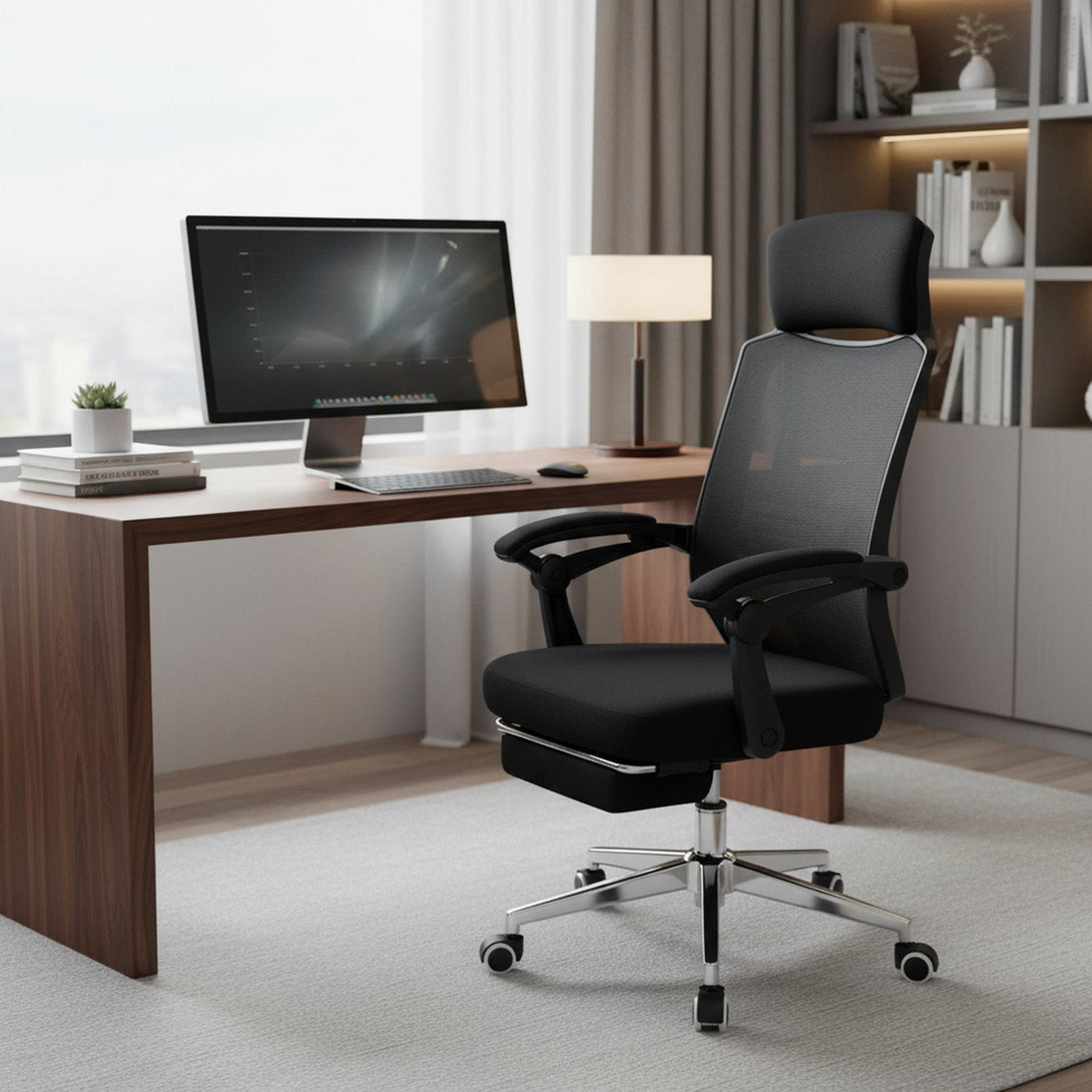 Melissa Office Chair with Footrest - Black
