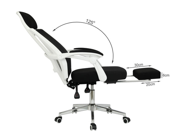 Melissa Office Chair with Footrest - Black + White