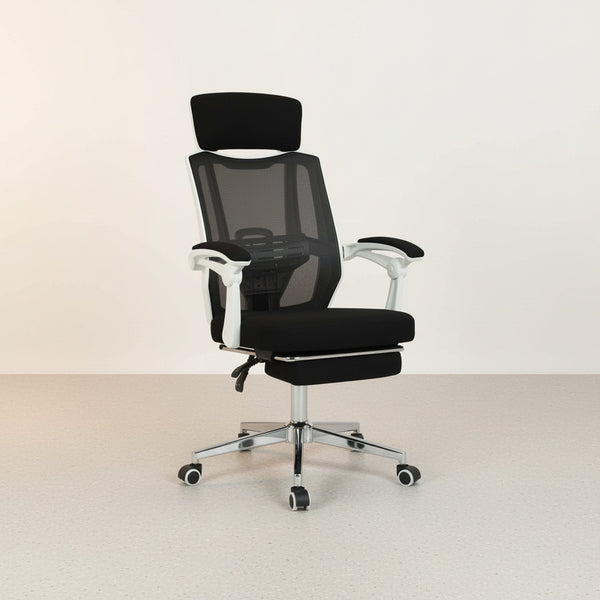 Melissa Office Chair with Footrest - Black + White