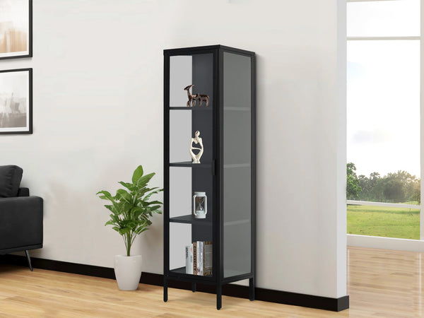 Boise 1.6m 1 Door Display Cabinet - Black