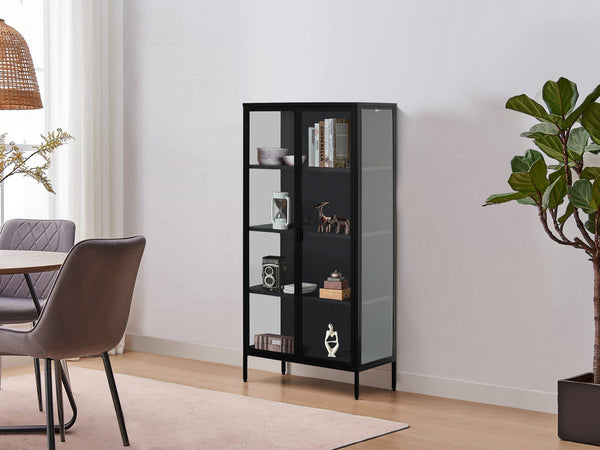 Boise 1.6m 2 Door Display Cabinet - Black
