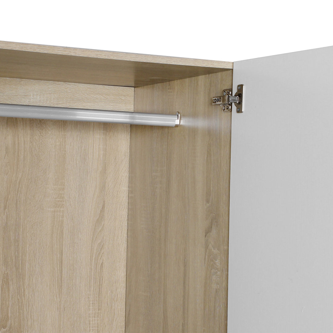 Bram 2 Door Wardrobe with 2 Drawers - Oak + White