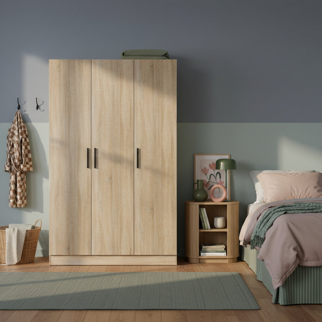 Bram 3 Door Wardrobe Cabinet - Oak