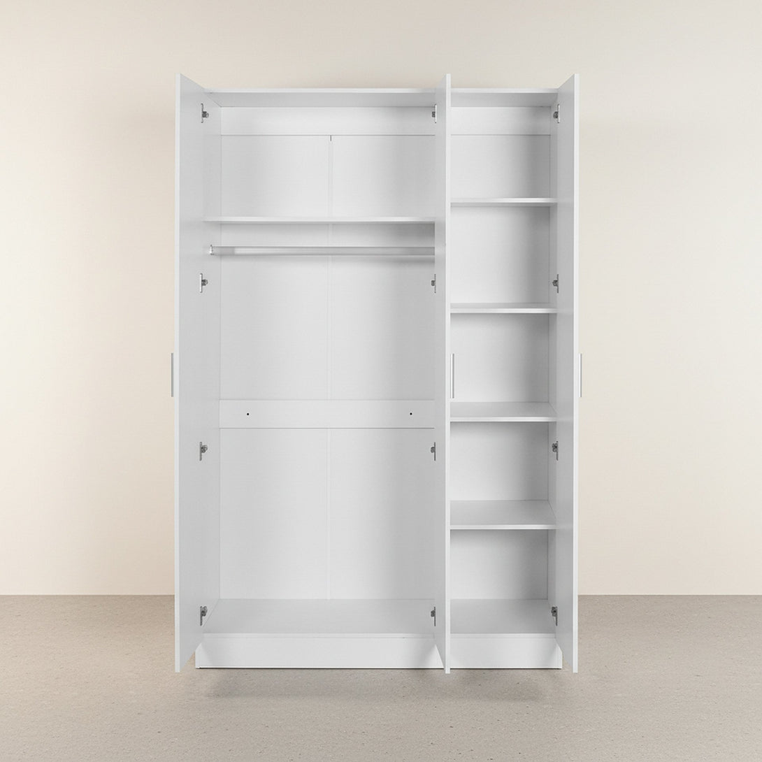 Bram 3 Door Wardrobe Cabinet - White