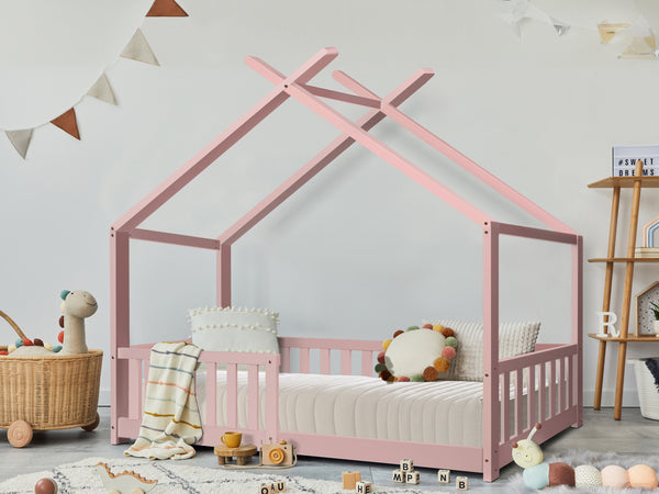 Minto Single Wooden House Bed Frame - Pink