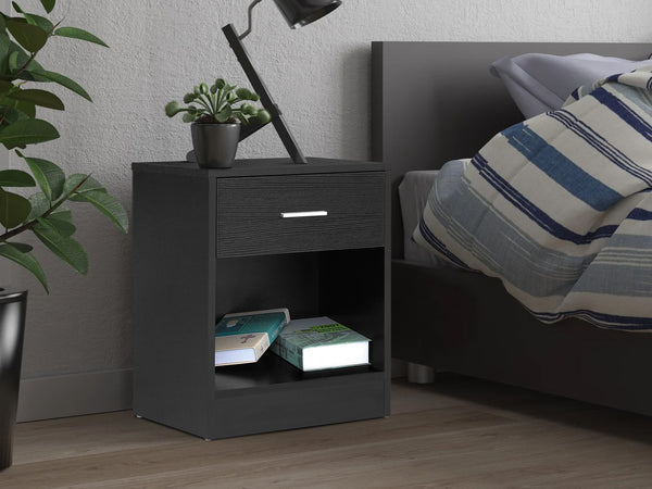 Clayton Bedside Table with 1 Drawer - Black