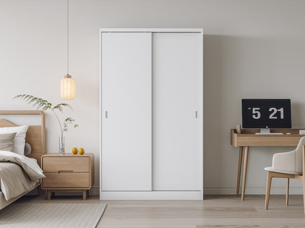 Wayne 120cm Wardrobe With Sliding Doors - White