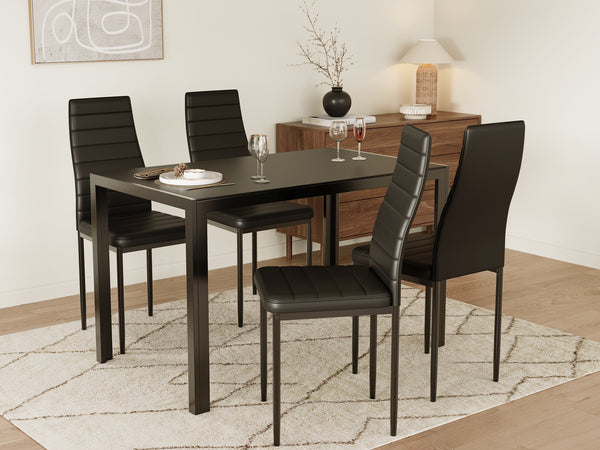 Casey 5 Piece Dining Set - Black
