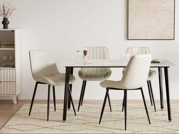 Amaia Dining Chair - Set of 4 - Beige + Black