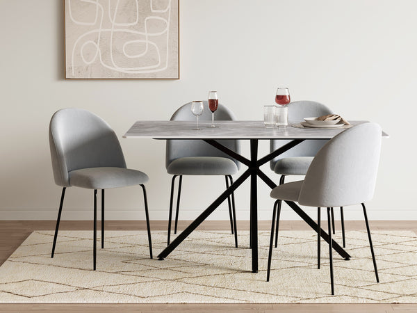 Zoya Dining Chair - Set of 4 - Grey + Black