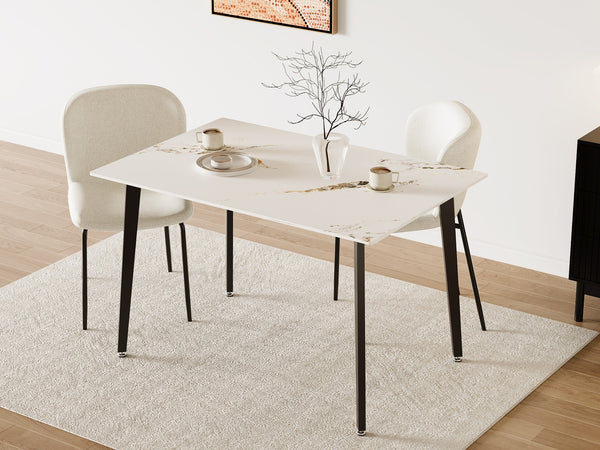 Glenn Rectangular Ceramic Top Dining Table 120 x 80cm - White + Black