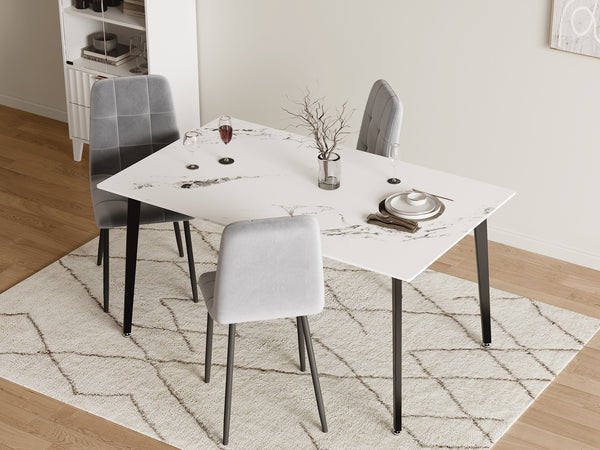 Glenn Rectangular Ceramic Dining Table 150 x 90cm - White + Black