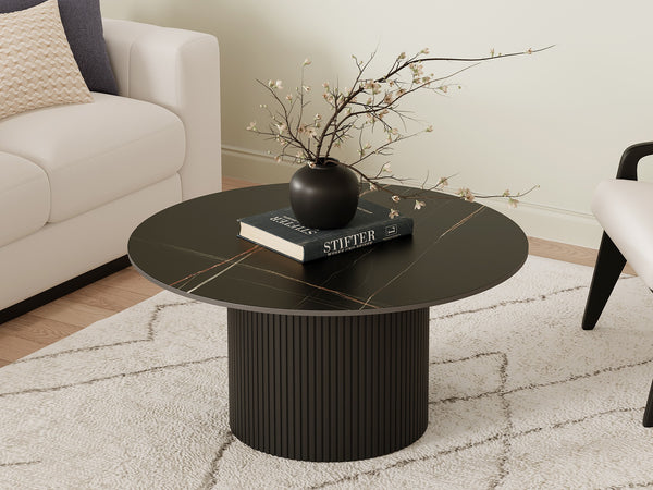 Dylan Ceramic Top Coffee Table 80cm - Black