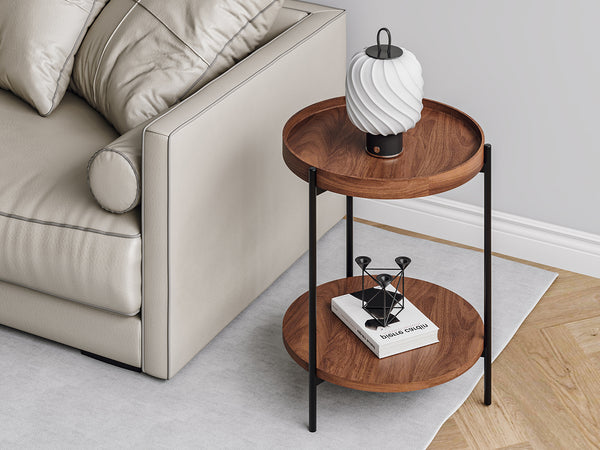 Gaylen Round Coffee Table 45cm - Brown + Black