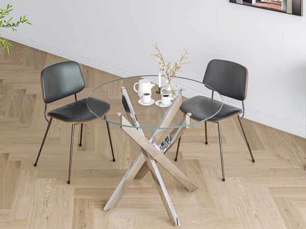 Ember Tempered Glass Round Dining Table 100 X 75cm