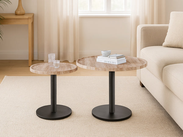 Remy Round Coffee Table - Set Of 2 - Oak