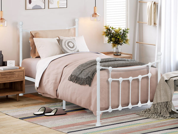 Gingera Single Metal Bed Frame - White