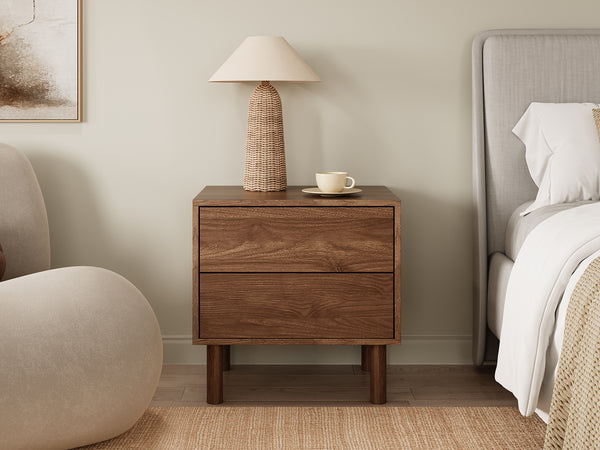 Custer Bedside Table with 2 Drawer- Walnut
