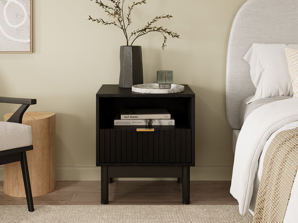 Sumter Bedside Table with Drawer - Black