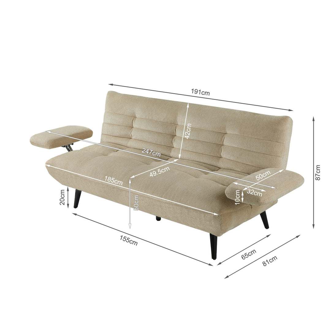 Fowey 3 Seater Sofa Bed - Taupe