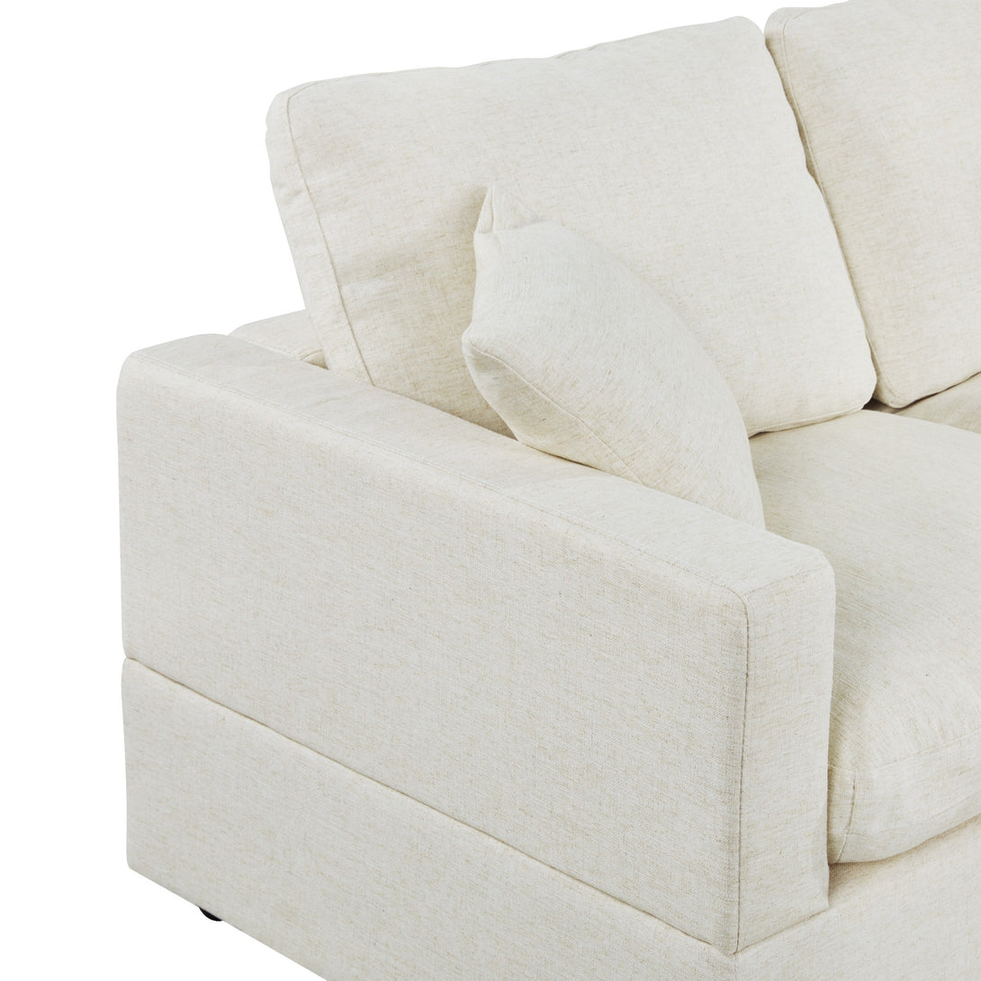 Hexham 3 Seater Modular Sofa with Ottoman - Linen Cream