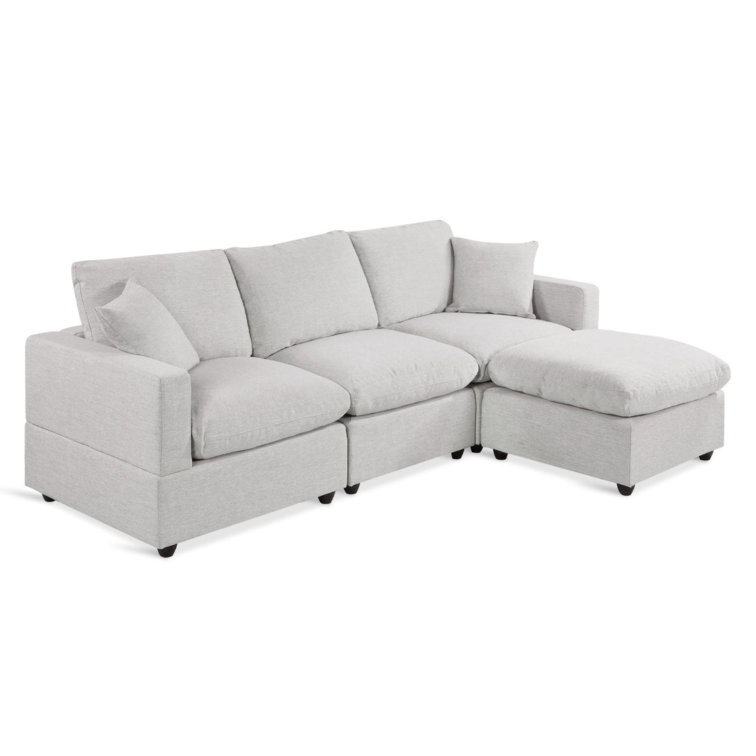 Hexham 3 Seater Modular Sofa with Ottoman - Grey