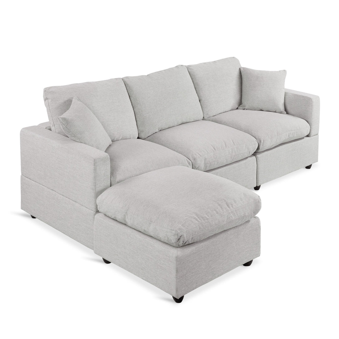 Hexham 3 Seater Modular Sofa with Ottoman - Grey