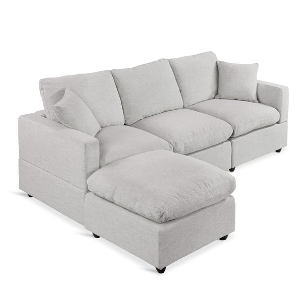 Hexham 3 Seater Modular Sofa with Ottoman - Grey