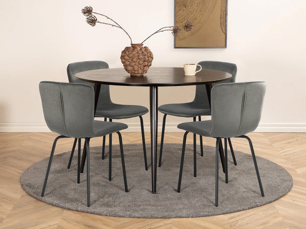 Darius Velvet Dining Chairs - Set of 4 - Dark Grey
