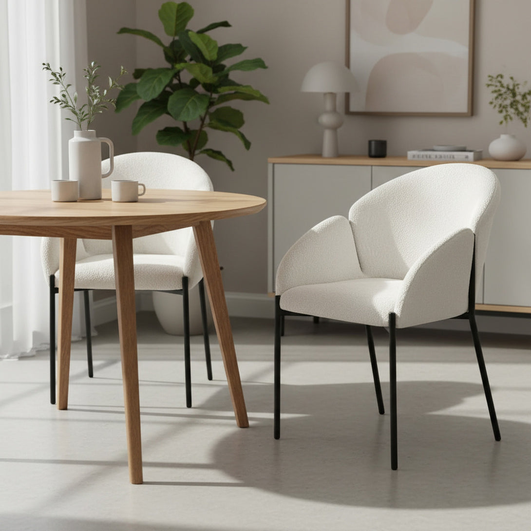 Bellamy Microfiber Velvet Dining ArmChairs - Set of 2 - Milky White