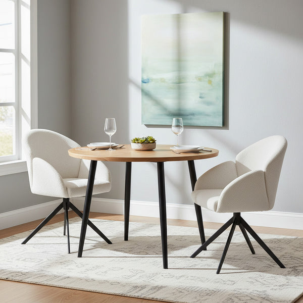 Carmen Swivel Dining ArmChairs - Set of 2 - Milky White