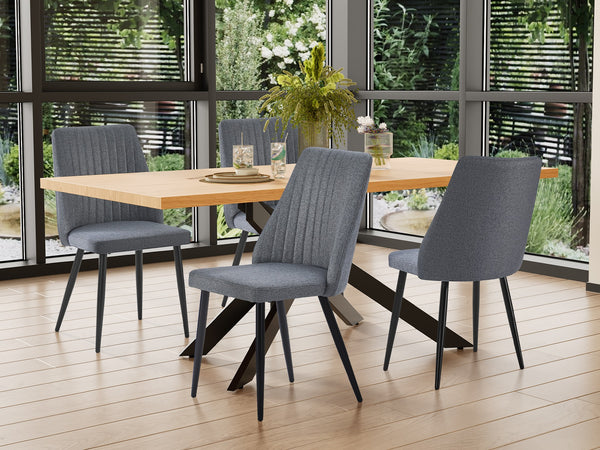 Eldon Linen Dining Chair - Set of 4 - Dark Grey